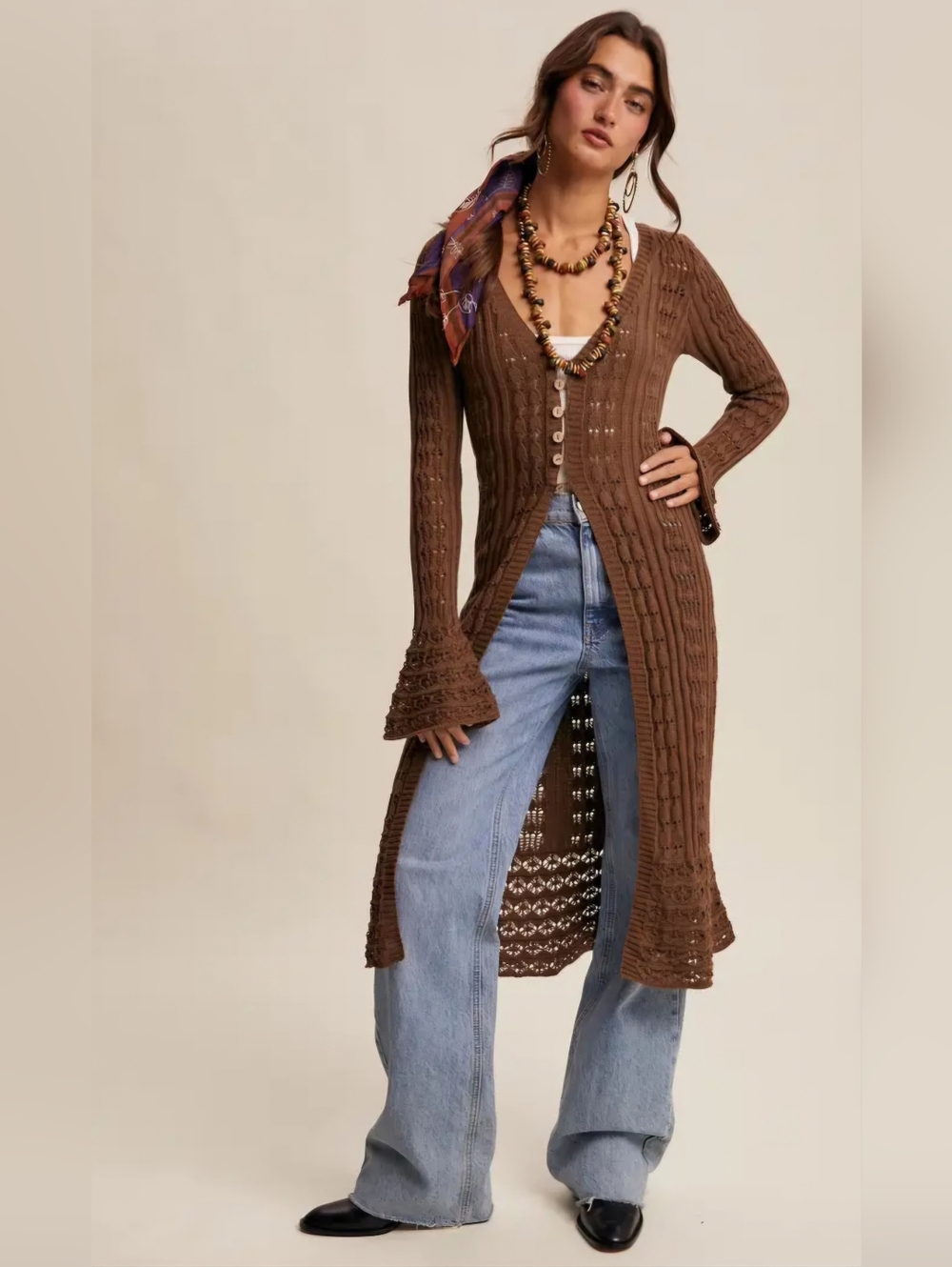 #1514 Listicle Mocha Muse Boho Duster Cardigan - Picture 8 of 10